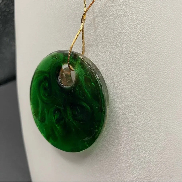 Stunning Venice Murano Green Glass Pendant  and Earring Set - Picture 13 of 15